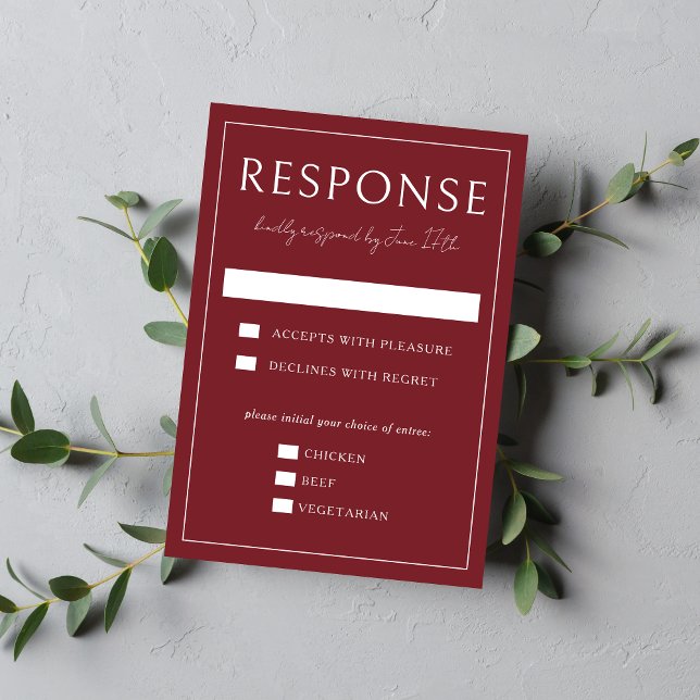 Tarjeta De Confirmación De Asistencia True Simplicity 4 | Burgundy | Wedding (Subido por el creador)