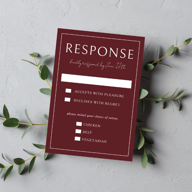 Tarjeta De Confirmación De Asistencia True Simplicity 4 | Dark Burgundy | Wedding (Subido por el creador)