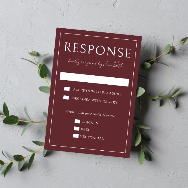 Tarjeta De Confirmación De Asistencia True Simplicity 4 | Deep Burgundy | Wedding (Subido por el creador)