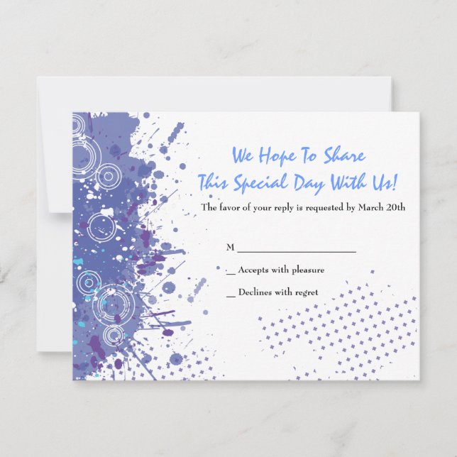 Tarjeta De Confirmación De Asistencia Trumpet & Piano Musical Bar Bat Mitzvah Responde (Anverso)