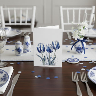 Tarjeta De Confirmación De Asistencia Tulipanes en Delft Azul personalizables
