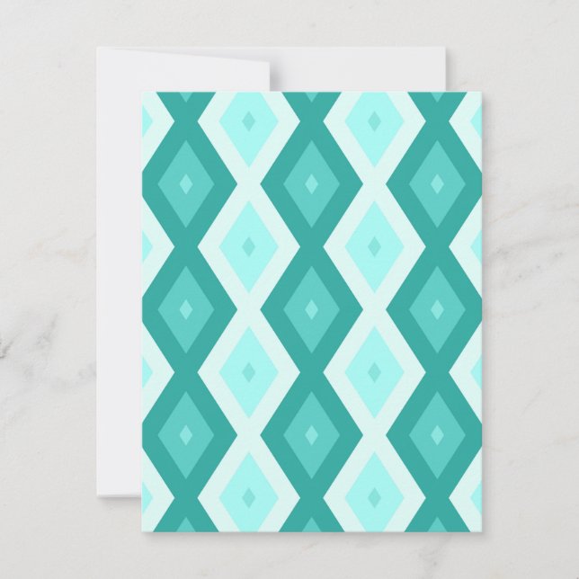Tarjeta De Confirmación De Asistencia Turquoise diamond pattern (Anverso)