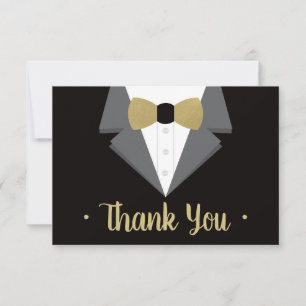 Tarjeta De Confirmación De Asistencia Tuxedo Gracias Tarjeta, Canto De Oro