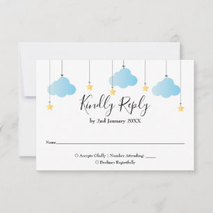 Tarjeta De Confirmación De Asistencia Twinkle Twinkle Estrella Niño Azul Baby Shower