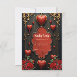 Tarjeta De Confirmación De Asistencia Un toque gótico, corazones y conexión eterna.