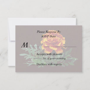 Tarjeta De Confirmación De Asistencia Una Marigold Naranja con Puntas Amarillas