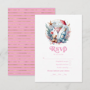 Tarjeta De Confirmación De Asistencia Una Tini Uno Está En Camino Pink & Gold Baby Showe