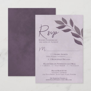 Tarjeta De Confirmación De Asistencia Unas hojas con un Boda de Moda moderna morada