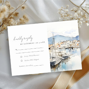Tarjeta De Confirmación De Asistencia Ushuaia, Argentina Paisaje Acuarela Boda
