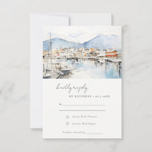 Tarjeta De Confirmación De Asistencia Ushuaia, Argentina Paisaje Acuarela de Boda