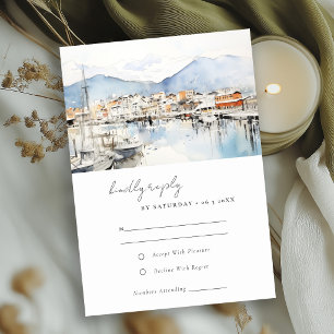Tarjeta De Confirmación De Asistencia Ushuaia, Argentina Paisaje Acuarela de Boda