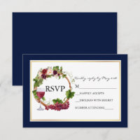Uvas de color de agua floral Wreath Boda Azul