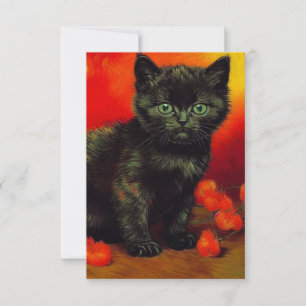 Tarjeta De Confirmación De Asistencia Van Gogh Black Kitten