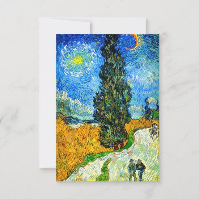 Tarjeta De Confirmación De Asistencia Van Gogh Road con Cypress y Star (Anverso)