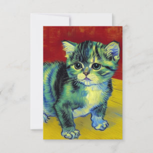 Tarjeta De Confirmación De Asistencia Van Gogh Tabby Cat