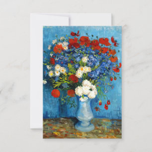 Tarjeta De Confirmación De Asistencia Van Gogh Vase con Cornflowers y Poppies