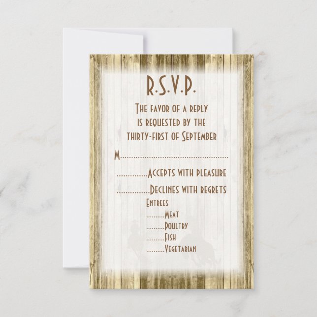 Tarjeta De Confirmación De Asistencia Vaquero boda R.S.V.P. (Anverso)
