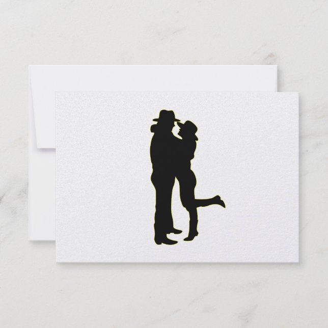 Tarjeta De Confirmación De Asistencia Vaquero y vaquera enamorada Silhouette (Anverso)