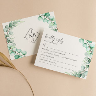 Tarjeta De Confirmación De Asistencia Vegetación acuática Eucalyptus deja Boda