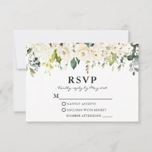 Tarjeta De Confirmación De Asistencia Vegetación Boda Floral blanca acuarela