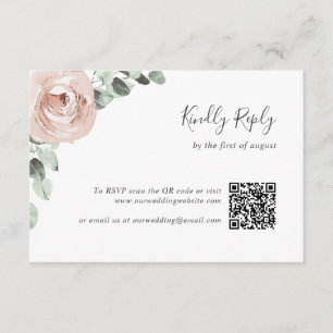 Tarjeta De Confirmación De Asistencia Vegetación de arcilla floral Rosa de polvo Boda de