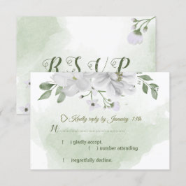 Tarjeta De Confirmación De Asistencia vegetación de flores blancas