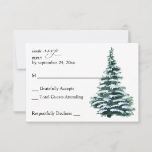 Tarjeta De Confirmación De Asistencia Vegetación del Árbol de Navidad de Invierno sin ta