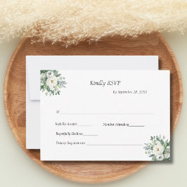 Tarjeta De Confirmación De Asistencia Vegetación floral blanca Boda formal tradicional