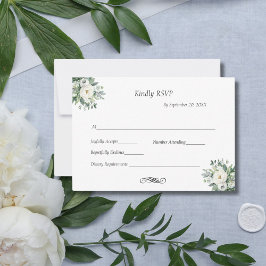 Tarjeta De Confirmación De Asistencia Vegetación floral blanca Boda formal tradicional