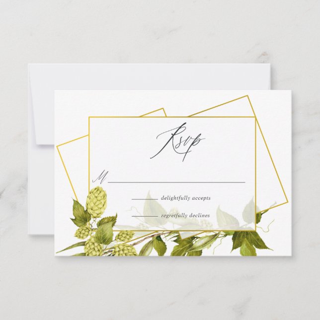 Tarjeta De Confirmación De Asistencia Vegetación silvestre de cerveza y Boda geométrico  (Anverso)