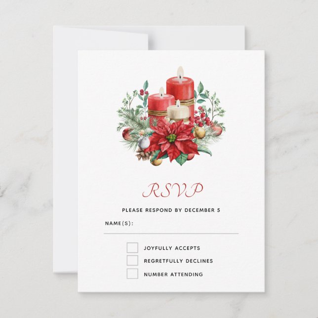 Tarjeta De Confirmación De Asistencia Velas de bonito y Navidades de Bouquet de Poinsett (Anverso)