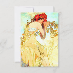 Tarjeta De Confirmación De Asistencia Verano de Art Nouveau de Alphonse Mucha