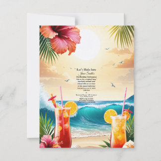 Tarjeta De Confirmación De Asistencia Verano Tropical Fiesta de Playa Luau 21 cumpleaños