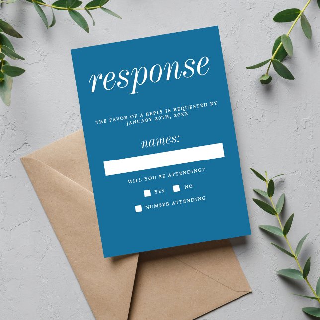 Tarjeta De Confirmación De Asistencia Verdadera sencillez 2 Boda azul mínimo invernal (Subido por el creador)