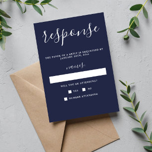 Tarjeta De Confirmación De Asistencia Verdadera simplicidad 1 Boda Minimalista de la Mar