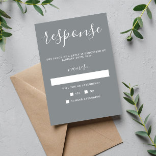 Tarjeta De Confirmación De Asistencia Verdadera simplicidad 1 Boda Minimalista gris de p