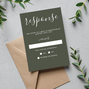 Tarjeta De Confirmación De Asistencia Verdadera Simplicidad 1 Camo Boda Mínima Verde RSV