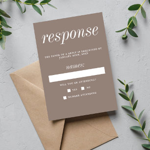 Tarjeta De Confirmación De Asistencia Verdadera simplicidad 2 Taupe Boda Minimalista sim