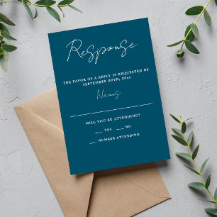 Tarjeta De Confirmación De Asistencia Verdadera simplicidad 3 guión Boda Neptuno mínimo