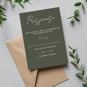 Tarjeta De Confirmación De Asistencia Verdadera Simplicidad 3 Script Mínimo Camo Verde