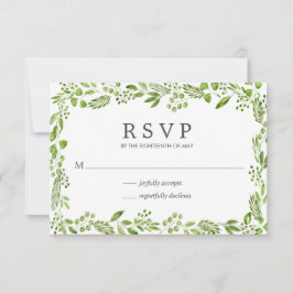 Tarjeta De Confirmación De Asistencia Verde de oliva rústica Boda elegante