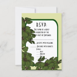 Tarjeta De Confirmación De Asistencia Verde irlandés y boda de shamrock R.S.V.P