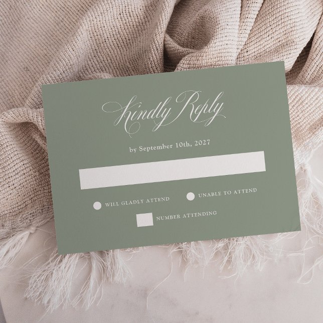 Tarjeta De Confirmación De Asistencia Verde salvia | Boda de elegancia italiana (Subido por el creador)