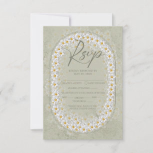 Tarjeta De Confirmación De Asistencia Verde Salvia Gardenias Blancas Boho 