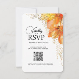 Tarjeta De Confirmación De Asistencia Verona Sunset Watercolor Floral QRcode Boda