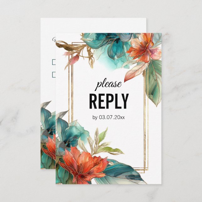 Tarjeta De Confirmación De Asistencia Vertical + petición de canción Hibiscus Serenade P