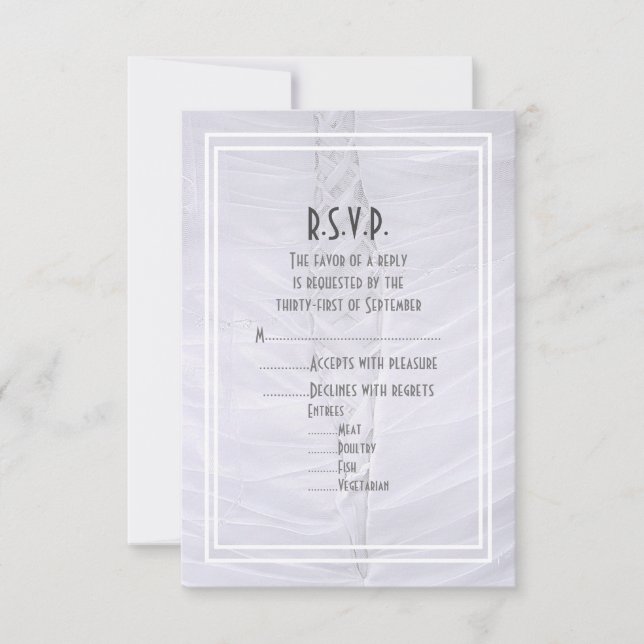 Tarjeta De Confirmación De Asistencia Vestido de encaje blanco boda tradicional (Anverso)