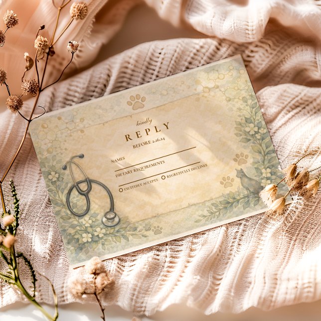 Tarjeta De Confirmación De Asistencia Veterinary White Coat Graduation Party (Subido por el creador)