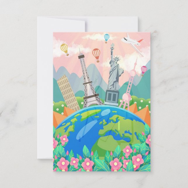 Tarjeta De Confirmación De Asistencia Viajar por el mundo (Anverso)