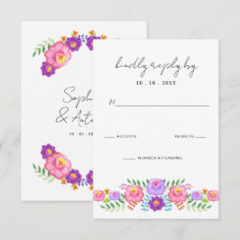 Tarjeta De Confirmación De Asistencia Vibrant Mexican Floral Fiesta Wedding